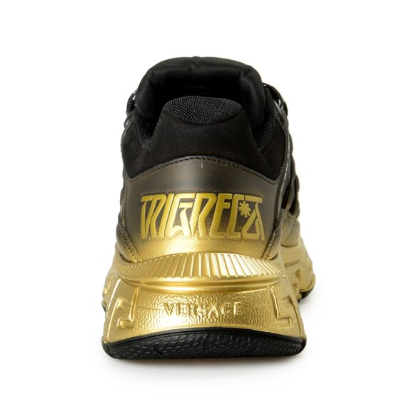 Versace Men\'s Black & Gold Logo Leather & Canvas Sneakers Shoes US 7 IT 40 main image 6